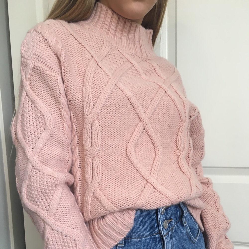 GAP blush pink knit turtleneck sweater
